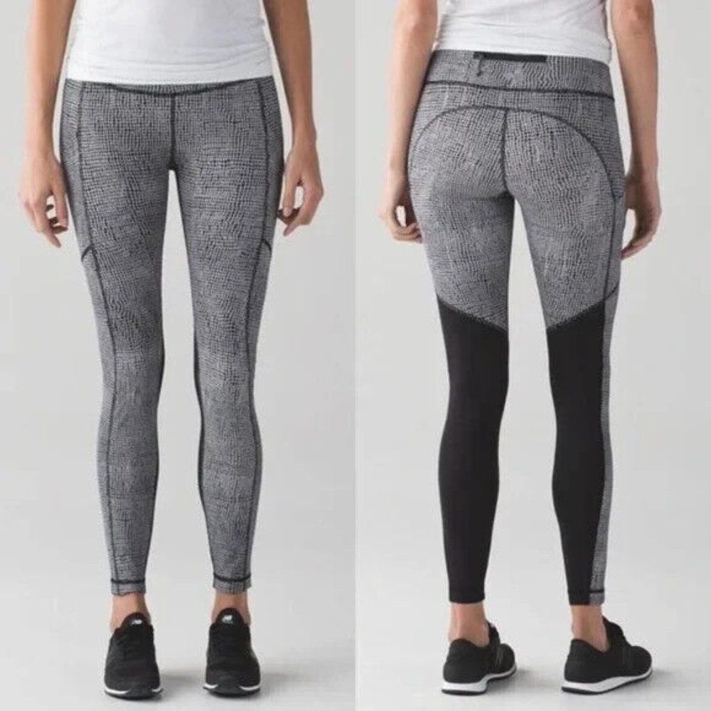 Lululemon Speed Tight V Fall Net Crop Leggings 2 Athletic Running Gym Workout